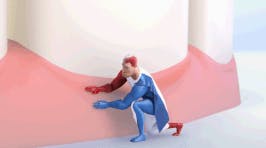 Der Superheld von Odol-med3 Zähne reinigend. Der Superheld von Odol-med3 Zähne reinigend.