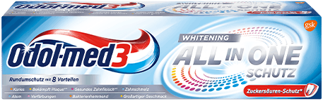 Odol-med3 All in One Schutz Whitening Zahnpasta. Odol-med3 All in One Schutz Whitening Zahnpasta.