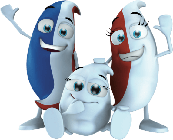Billy, Lilly und Milky glücklich winkend. Billy, Lilly und Milky glücklich winkend.