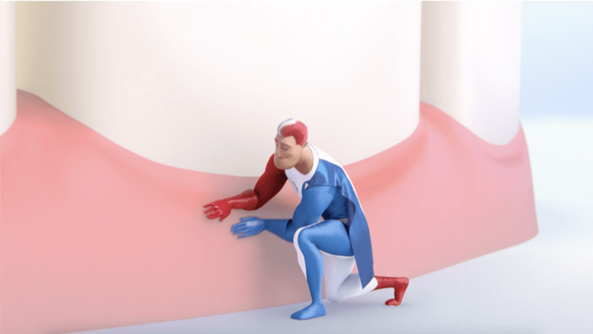 Captain Aquafresh making sure that gums are looked after. Captain Aquafresh making sure that gums are looked after.