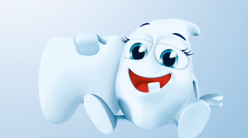 Milky sitting and hugging a tooth. Milky sitting and hugging a tooth.