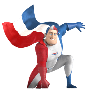 Der Superheld von Odol-med3 surfend. Der Superheld von Odol-med3 surfend.