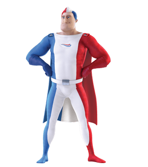 Der Superheld von Odol-med3 in Superheldenpose. Der Superheld von Odol-med3 in Superheldenpose.