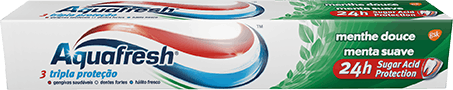 Aquafresh Triple Protection toothpaste red, white and blue packaging. Aquafresh Triple Protection toothpaste red, white and blue packaging.