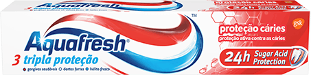 Aquafresh Triple Protection toothpaste red, white and blue packaging. Aquafresh Triple Protection toothpaste red, white and blue packaging.