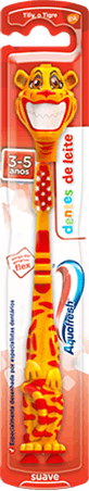Aquafresh Little Teeth toothbrush with a playful green dragon design and red packaging. Aquafresh Little Teeth toothbrush with a playful green dragon design and red packaging.
