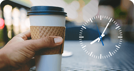 coffee cup with day timer
