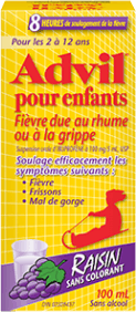 Suspension Advil Fièvre due au rhume ou à la grippe package design Suspension Advil Fièvre due au rhume ou à la grippe package design