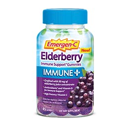 Bottle of Emergen-C Immune+ Gummies Elderberry Bottle of Emergen-C Immune+ Gummies Elderberry