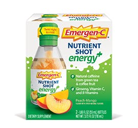 Box of Emergen-C Energy Plus Nutrient Shots in Peach-Mango Flavor Box of Emergen-C Energy Plus Nutrient Shots in Peach-Mango Flavor