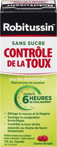 Robitussin Contrôle de la toux pour les diabétiques sans sucre Robitussin Contrôle de la toux pour les diabétiques sans sucre
