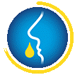 An icon of a person’s nose & mouth area, indicating a runny nose with a water drop icon underneath the nose An icon of a person’s nose & mouth area, indicating a runny nose with a water drop icon underneath the nose
