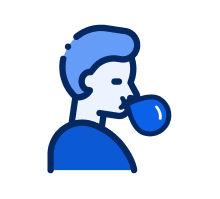 Drawing of person chewing bubble gum Drawing of person chewing bubble gum
