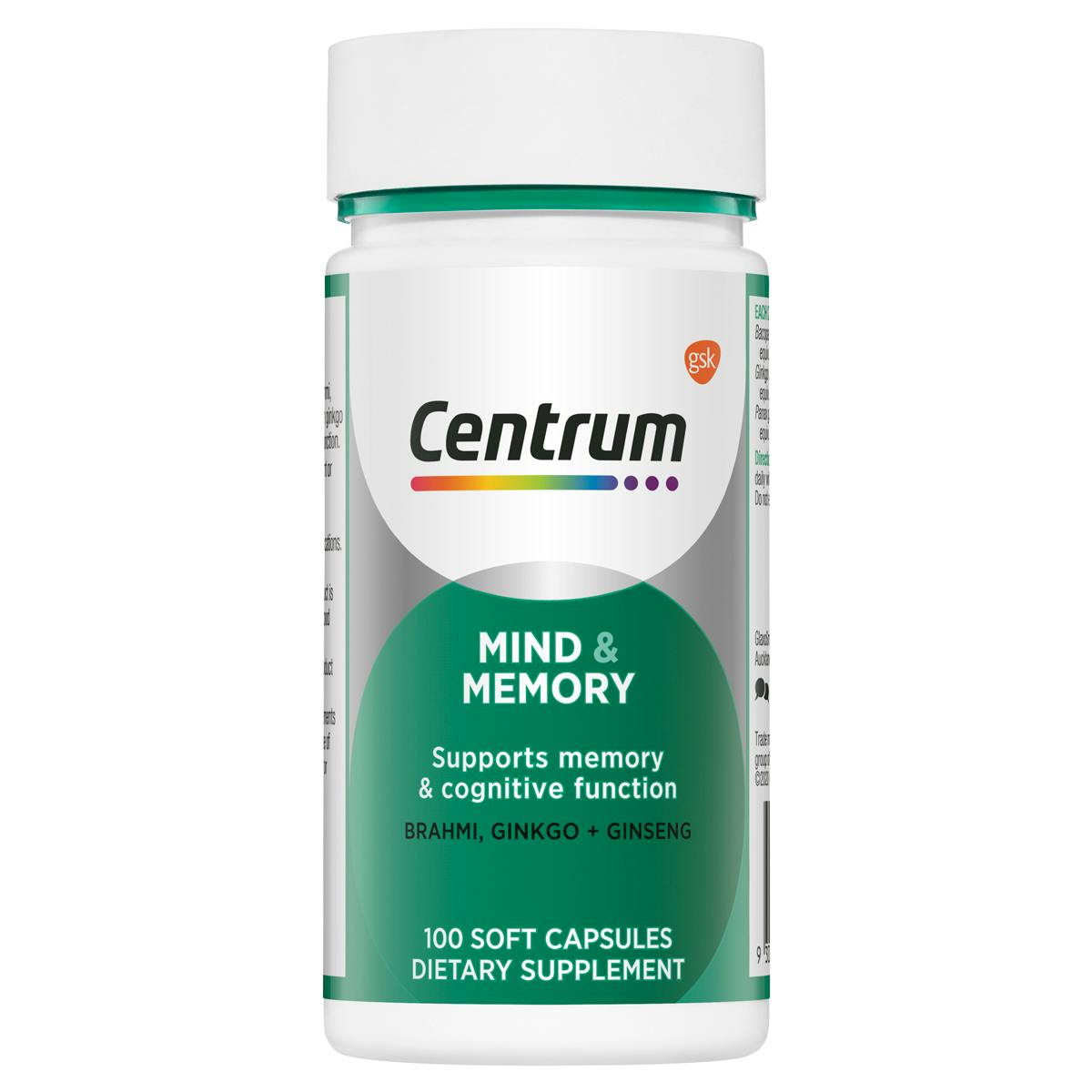 Bottle of Mind & Memory from the Centrum Benefits Blend (50 capsules).