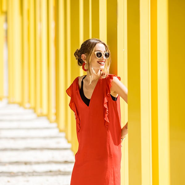 Young woman in red dress Young woman in red dress