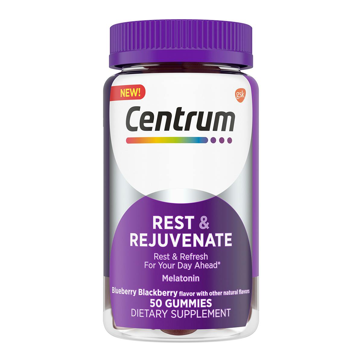 Bottle of Centrum Adult Gummy Rest & Rejuvenate Supplements