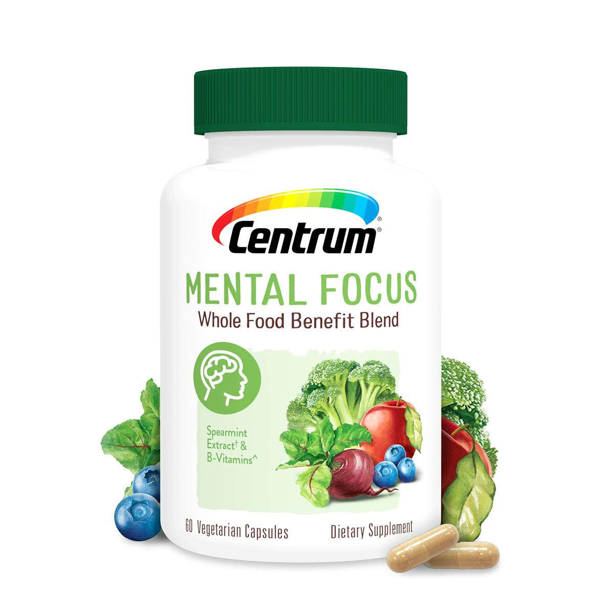 Bottle of Centrum Mental Focus Whole Food Blend Multivitamin