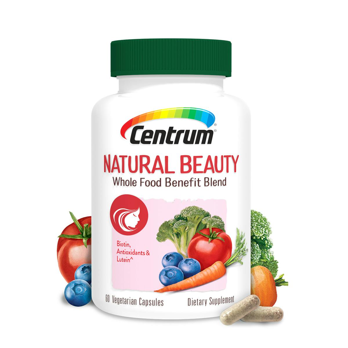 Bottle of Centrum Natural Beauty Whole Food Blend Multivitamin
