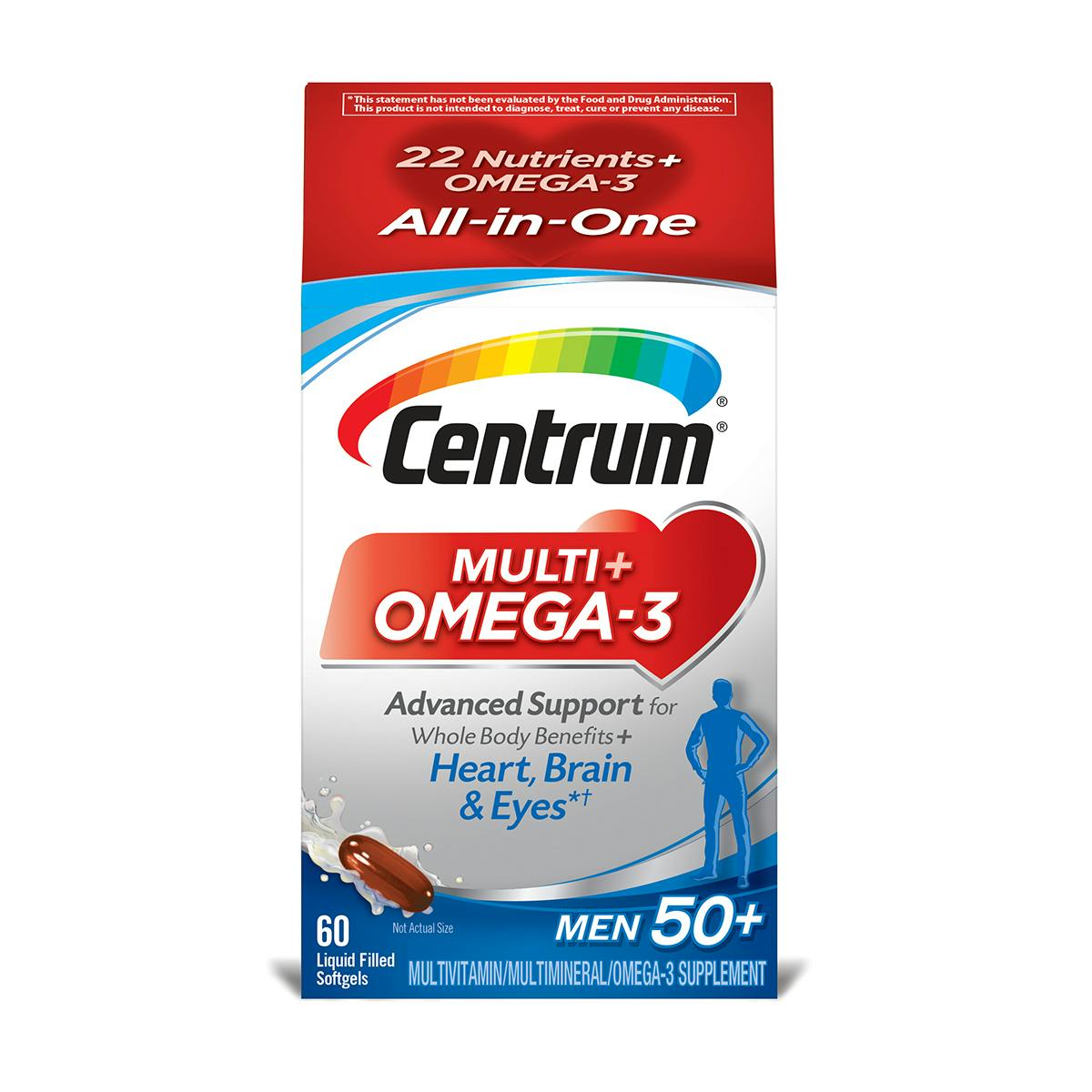 Box of Centrum Multi plus Omega 3 Men 50plus Multivitamin Box of Centrum Multi plus Omega 3 Men 50plus Multivitamin