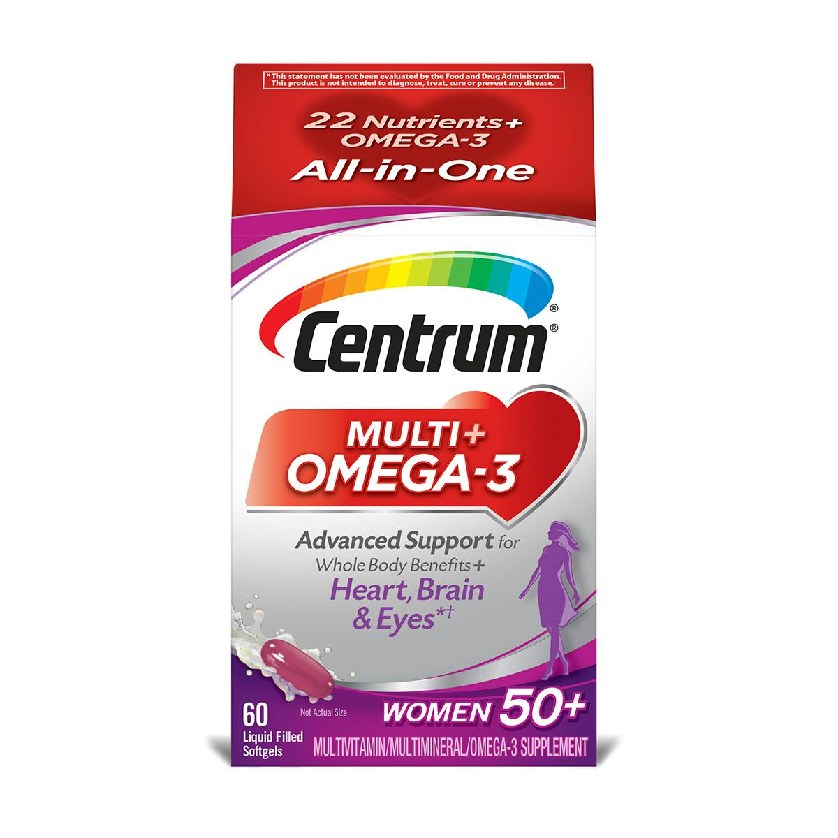 Box of Centrum Multi plus Omega 3 Women 50plus multivitamins