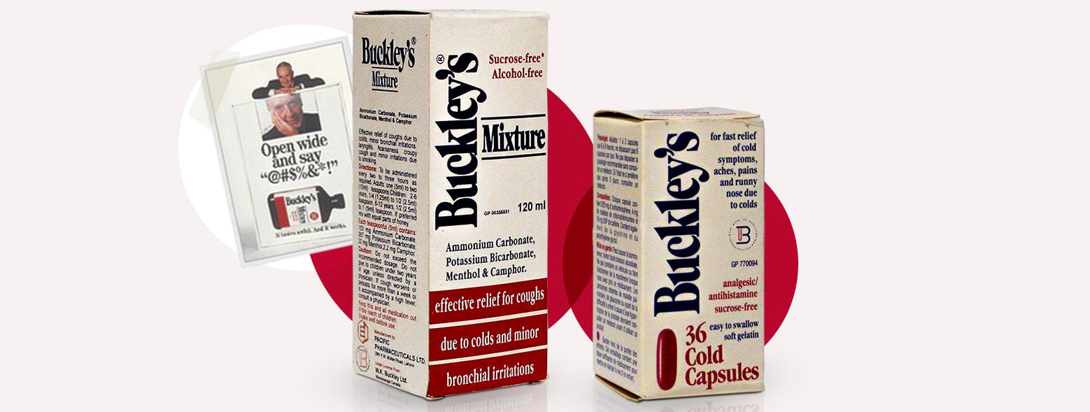 Historic Buckley’s cough drops and cough syrup packages Historic Buckley’s cough drops and cough syrup packages