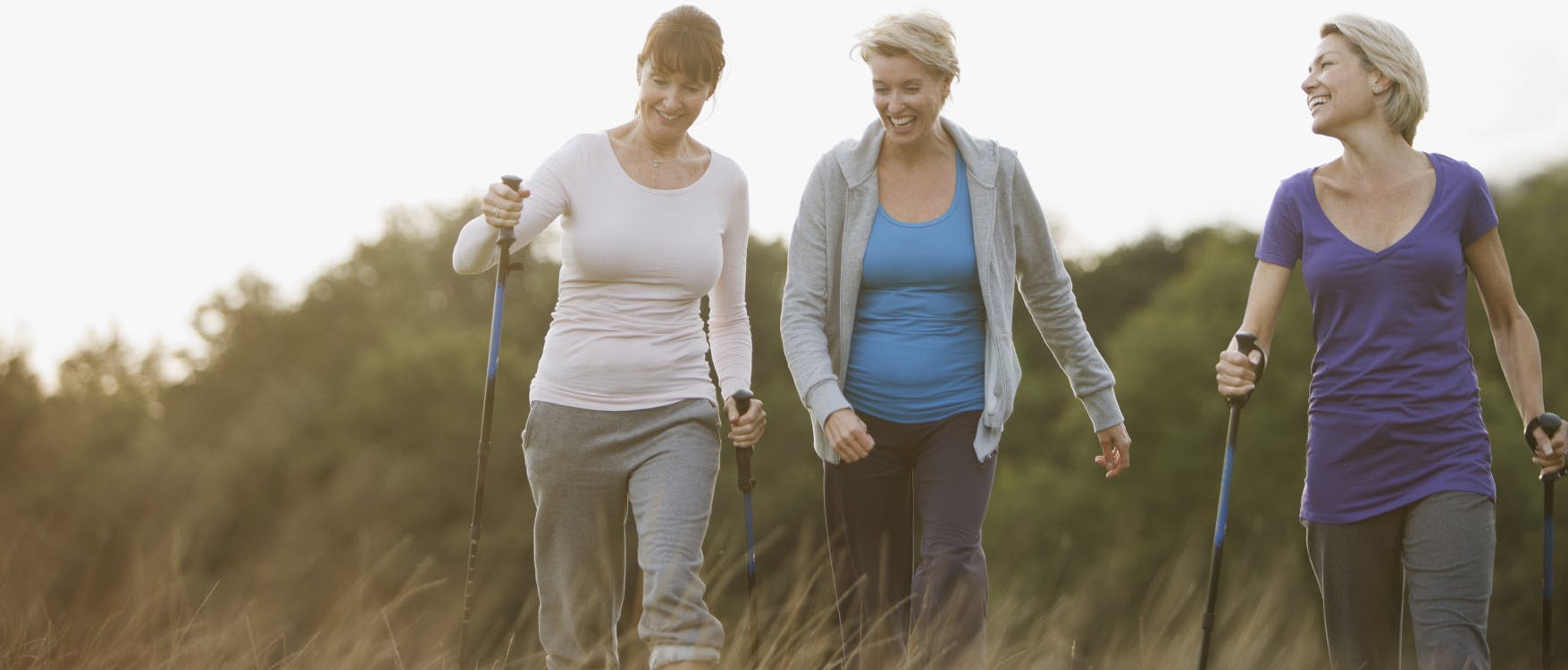Woman walking with friends