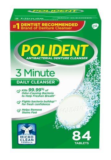 Polident 3 minute daily denture cleanser pack shot