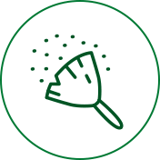 Cleaning to reduce spring allergy triggers like dust and mold from the home icon