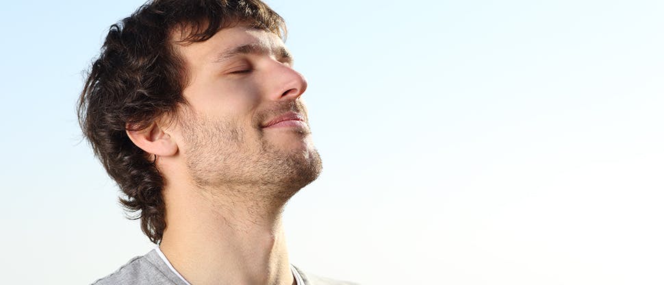 Man breathing free