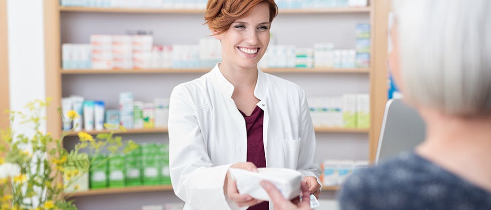 Pharmacist smiling