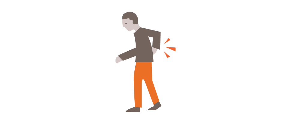 Cartoon image of man with back pain