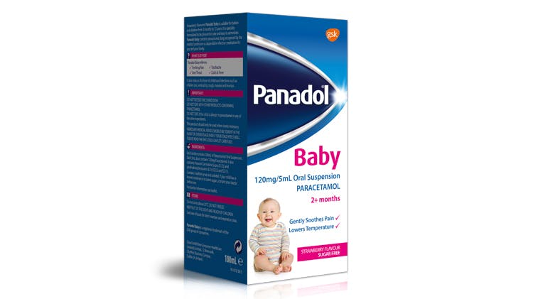 Panadol for children pack shotPanadol Baby 120mg/5ml Oral Suspension (paracetamol)