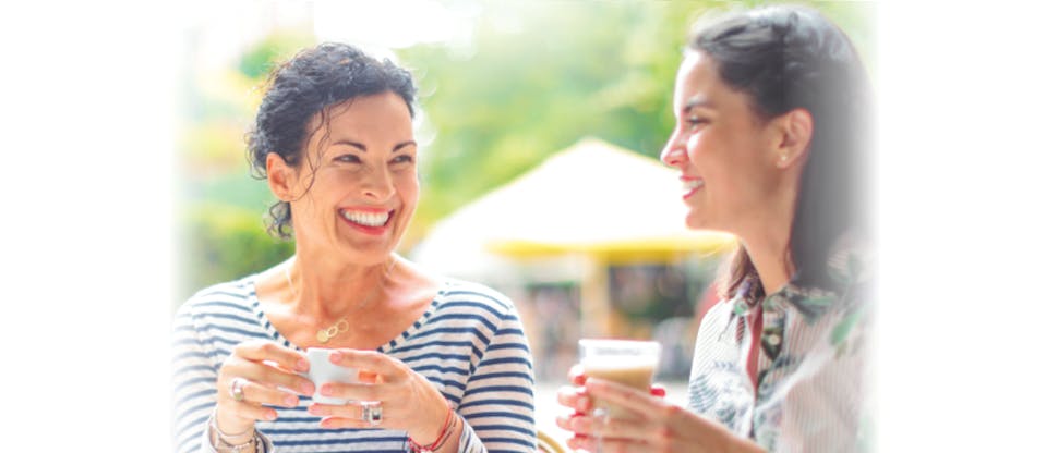 Two women having coffee