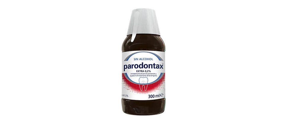 Corsodyl 0.2% w/v Mouthwash pack shot Imagen de colutorio Parodontax