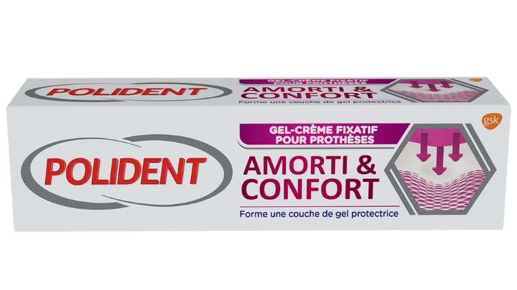 Amorti et Confort_750*421px Polident Amorti & Confort Gel-crème fixatif