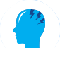 Icon of 3 lightning bolts touching the back of a head to represent headaches