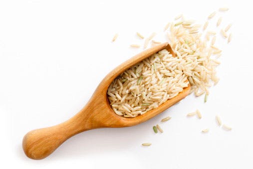 Rice for better digestion Rice in a spatula