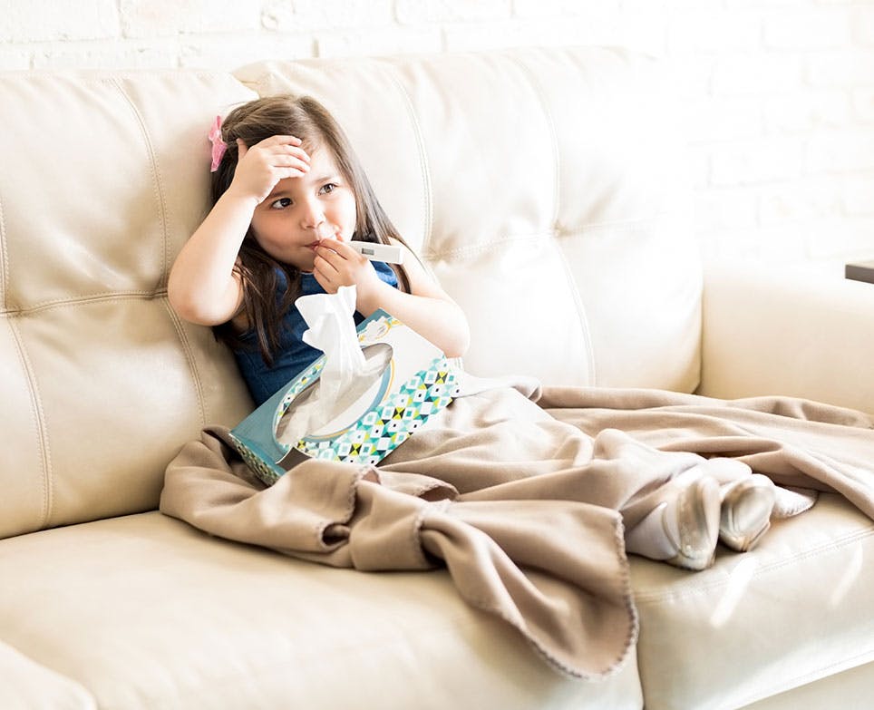 A little girl with a fever A little girl with a fever
