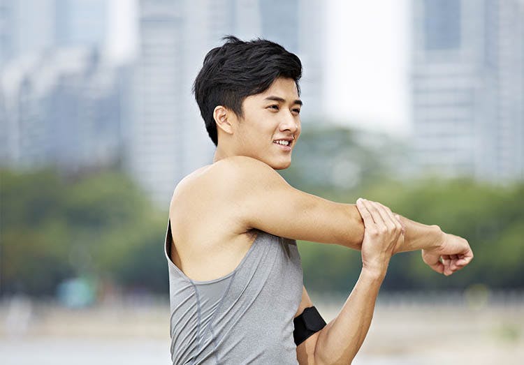 Men stretching Men stretching