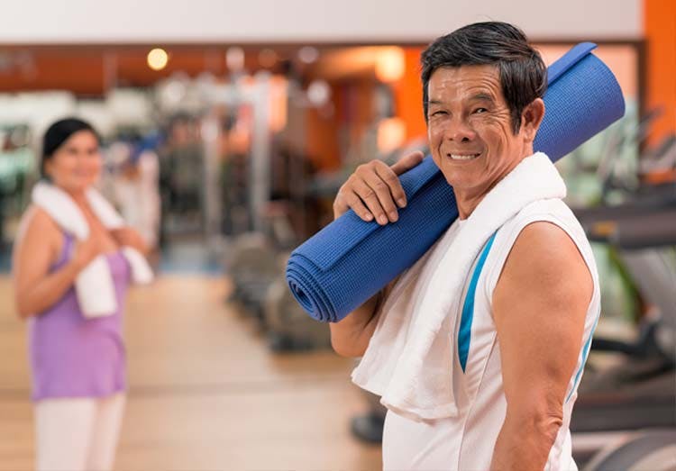 Senior man at gym Senior man at gym