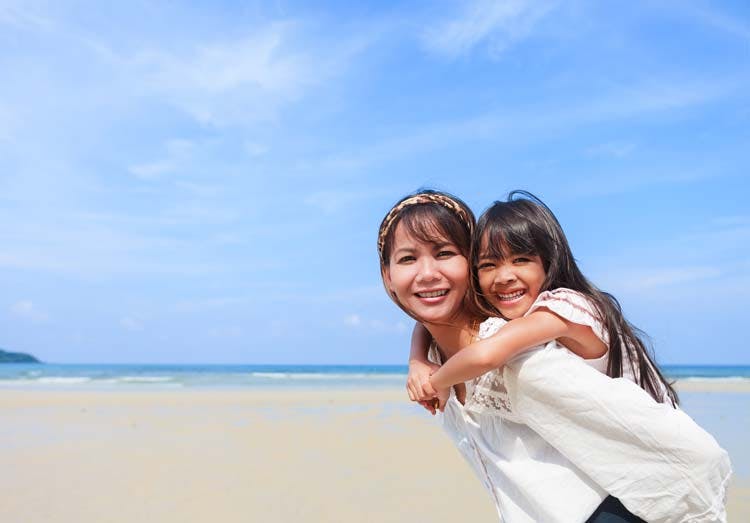 Mother and daughter on the beach Mother and daughter on the beach