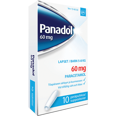 Panadol 60 mg lapsille kivun ja kuumeen hoitoon