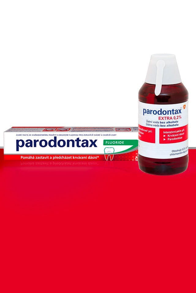 Zubní pasta Parodontax Daily Original a ústní voda Corsodyl bez alkoholu