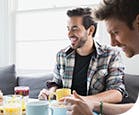 Men Eating Breakfast Men Eating Breakfast