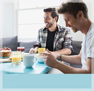 Men Eating Breakfast Men Eating Breakfast