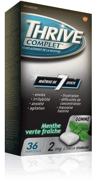 Gommes THRIVE Complet Menthe verte fraîche force régulière à 2 mg