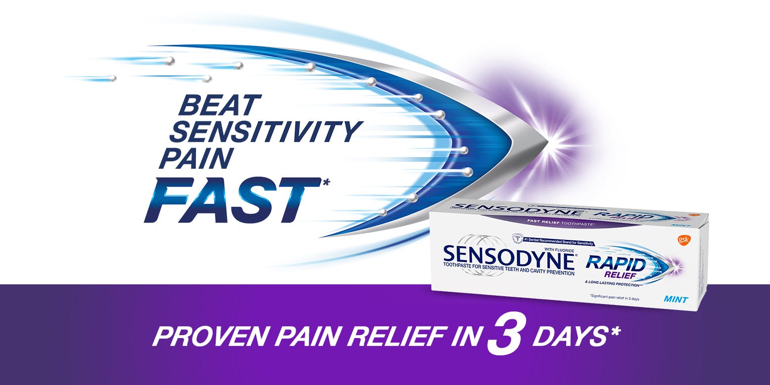 Sensodyne Rapid Relief toothpaste for tooth sensitivity is engineered to relieve pain in 3 days