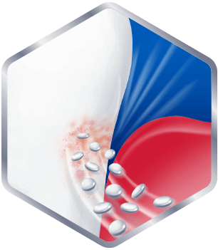 Graphic of toothpaste targeting and removing plaque from tooth
