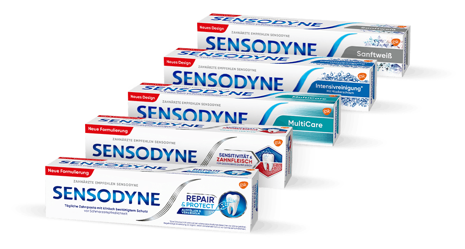 Variety of Sensodyne Toothpaste products for tooth sensitivity