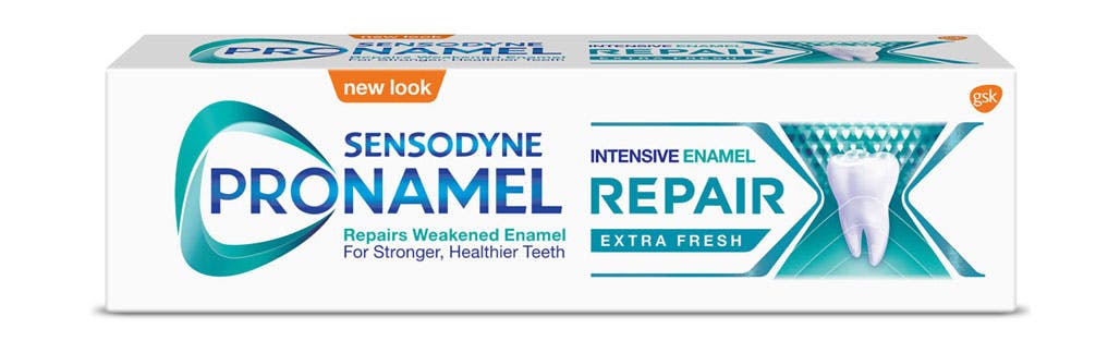 Box of Sensodyne Pronamel Intensive Enamel Repair toothpaste in Extra Fresh